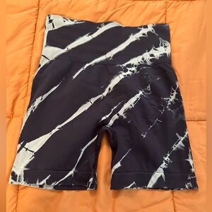 Salty Savage Black and White Tie-Dye Biker Shorts with scrunch butt design  New